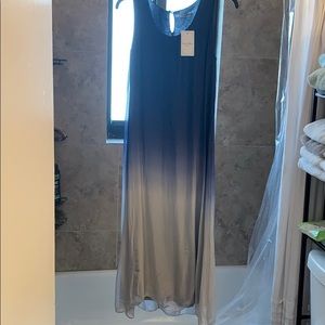 Silk and cotton ombré Maxi dress